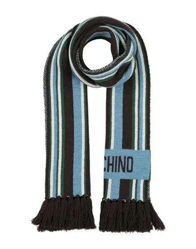 Moschino Man Scarf Dark Brown Size - Wool In Blue