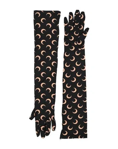 Marine Serre Woman Gloves Black Size M/l Polyamide, Elastane In Black