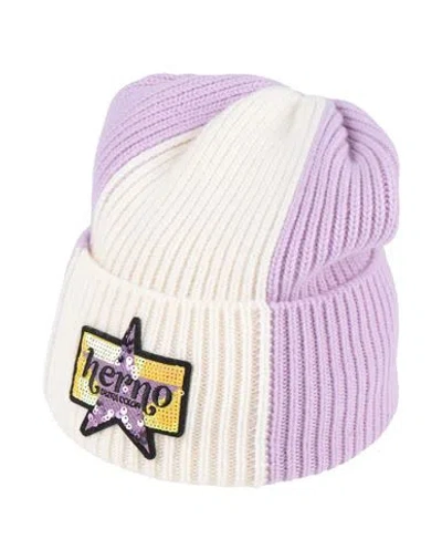 Herno Woman Hat Lilac Size Onesize Wool In Purple
