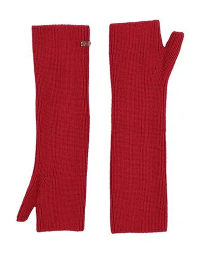 Herno Woman Gloves Red Size M Acrylic, Wool In Red