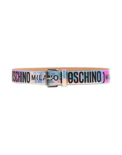 Moschino Couture Woman Belt Silver Size 14 Textile Fibers In Multi