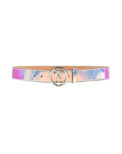 Moschino Couture Man Belt Silver Size 32 Textile Fibers In Pink