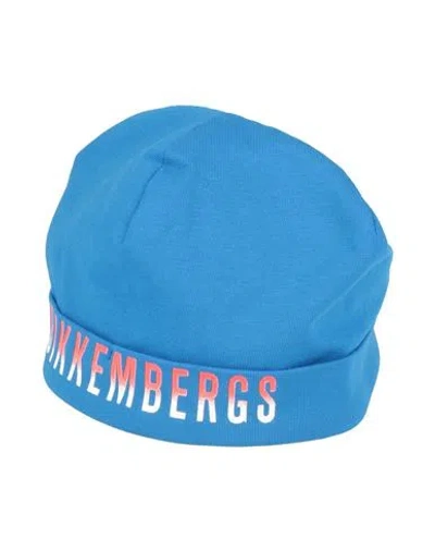 Bikkembergs Newborn Boy Hat Blue Size 3 Cotton, Elastane In Blue
