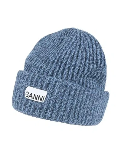 Ganni Woman Hat Azure Size Onesize Wool, Recycled Wool, Recycled Polyamide In Blue