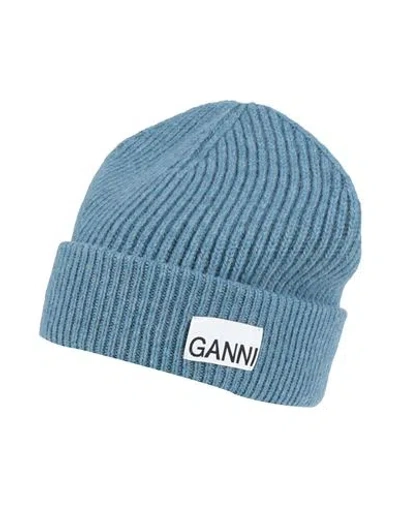 Ganni Woman Hat Azure Size Onesize Wool, Recycled Wool, Recycled Polyamide In Blue