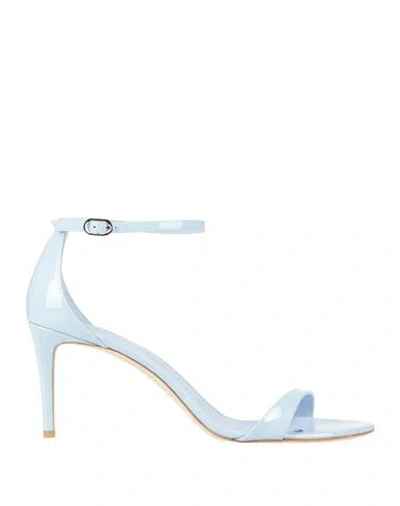 Stuart Weitzman Woman Sandals Sky Blue Size 11.5 Leather In Blue