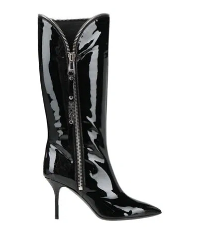 Moschino Couture Woman Boot Black Size 8 Calfskin In Multi