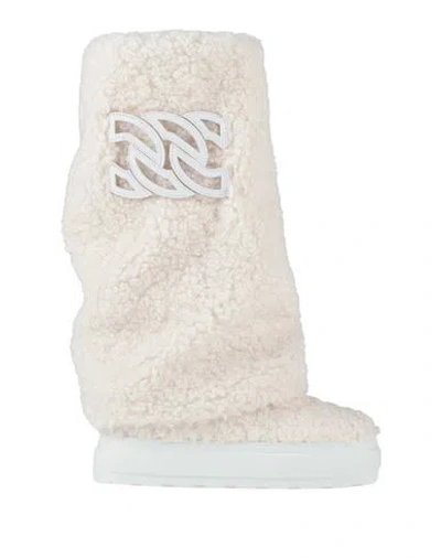 Casadei Woman Boot Off White Size 11 Textile Fibers In White