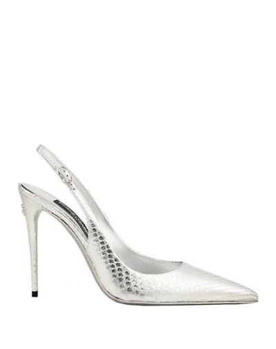 Dolce & Gabbana Woman Pumps Silver Size 7.5 Leather In Multi