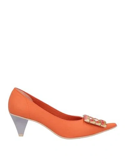 Ras Woman Pumps Orange Size 8 Leather In Orange