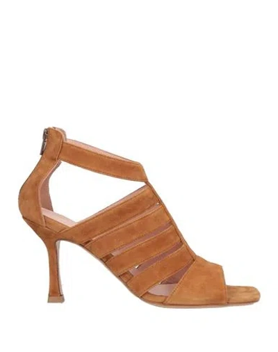 Anna F . Woman Sandals Camel Size 7 Leather In Multi