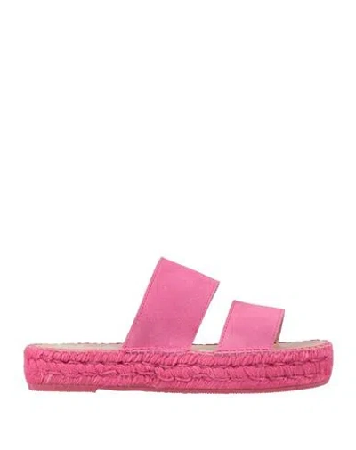 Manebi Manebí Woman Espadrilles Fuchsia Size 11 Leather In Pink