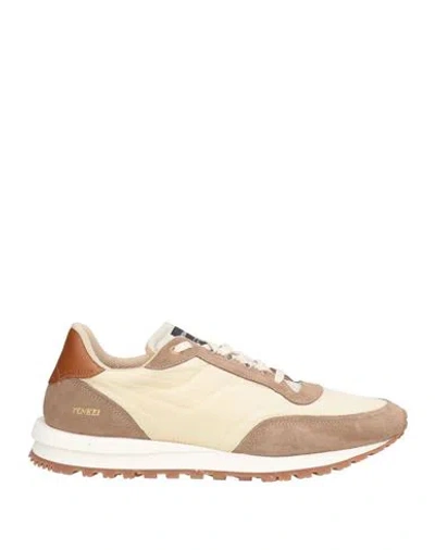 Hidnander Man Sneakers Cream Size 13 Leather, Textile Fibers In Neutral