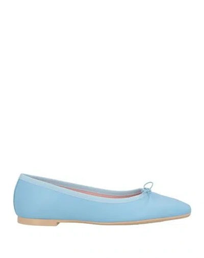 Pretty Ballerinas Woman Ballet Flats Sky Blue Size 8 Leather In Multi
