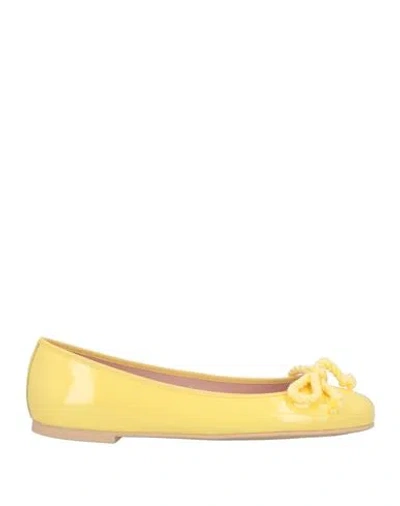 Pretty Ballerinas Woman Ballet Flats Yellow Size 7.5 Leather In Yellow