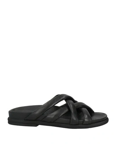 Malloni Woman Sandals Black Size 6 Leather In Black