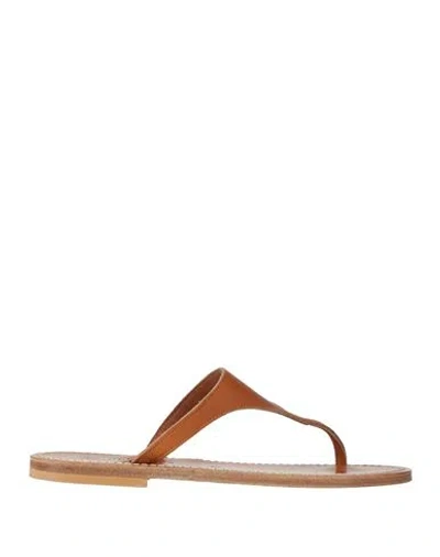 Kjacques K. Jacques St. Tropez Woman Thong Sandal Camel Size 8 Leather In Nude