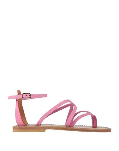 Kjacques K. Jacques St. Tropez Woman Thong Sandal Pink Size 6 Leather In Pink