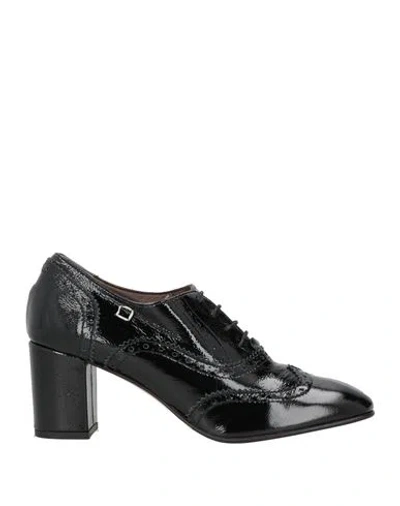 Collection Privèe Collection Privēe? Woman Lace-up Shoes Black Size 8 Leather In Black