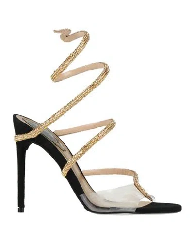 René Caovilla Rene' Caovilla Woman Sandals Black Size 8 Pvc - Polyvinyl Chloride, Textile Fibers In Black