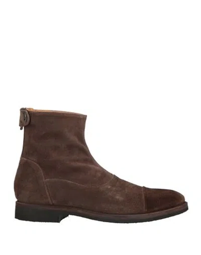 Alberto Fasciani Man Ankle Boots Chocolate Brown Size 7 Leather In Brown