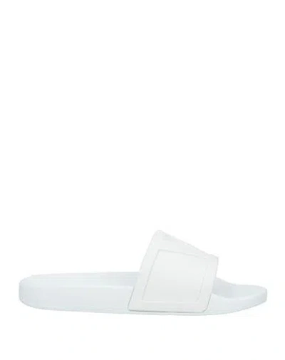 Valentino Garavani Whitesandals With Open Toe And Embossed Logo In Rubber Man