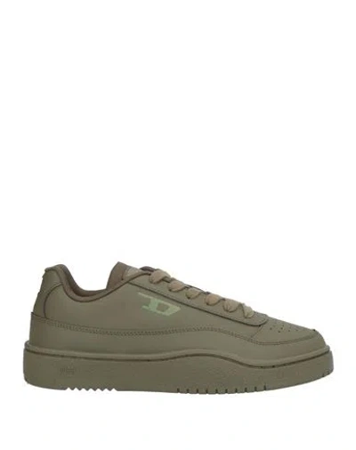 Diesel Man Sneakers Military Green Size 10 Leather In Green
