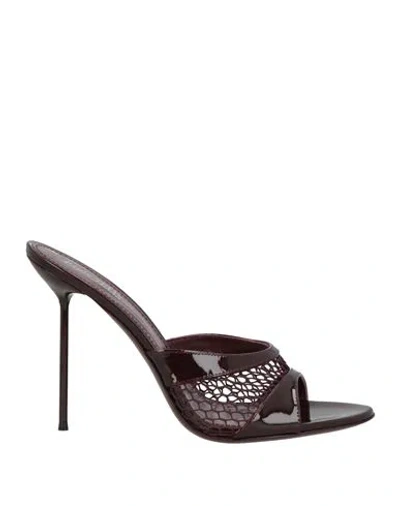 Paris Texas Mules In Rouge Noir Mesh And Patent Leather In Red