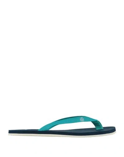 Jacob Cohёn Man Thong Sandal Turquoise Size 8 Textile Fibers In Blue