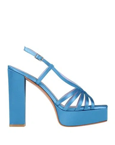 Albano Woman Sandals Azure Size 5 Textile Fibers In Animal Print