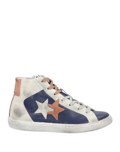 2star Woman Sneakers Ivory Size 9 Leather In Blue