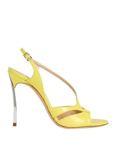 Casadei Woman Sandals Yellow Size 8 Leather, Rubber In Multi