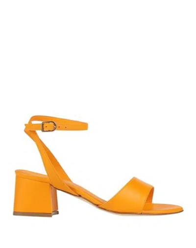 Bervicato Woman Sandals Mandarin Size 8 Leather In Orange