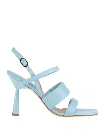 Ixos Woman Sandals Sky Blue Size 7 Leather In Blue