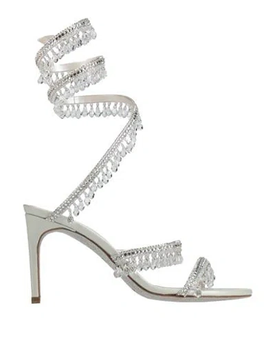 René Caovilla Rene' Caovilla Woman Sandals Ivory Size 5 Textile Fibers In Multi