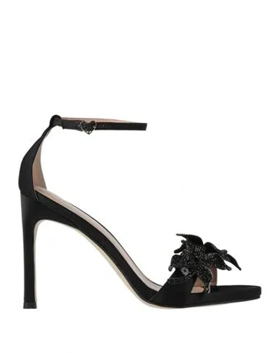 Tosca Blu Studio Woman Sandals Black Size 7 Textile Fibers In Multi