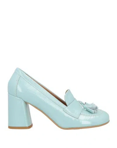 Barracuda's Collection Woman Loafers Turquoise Size 8 Leather In Blue