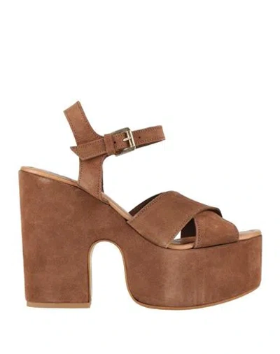 Ph 5.5 Woman Sandals Tan Size 11 Leather In Animal Print