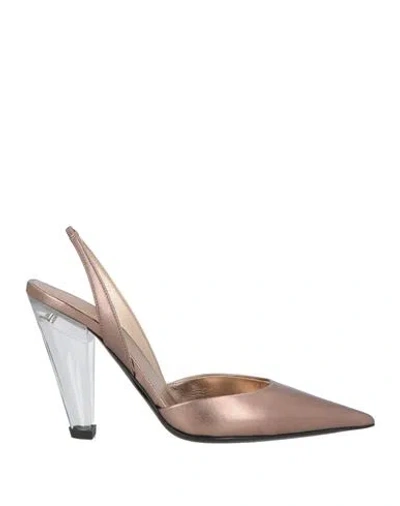 3juin Woman Pumps Bronze Size 8 Leather In Brown