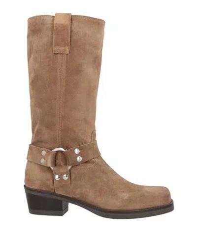 J D Julie Dee Woman Boot Light Brown Size 8 Leather In Brown