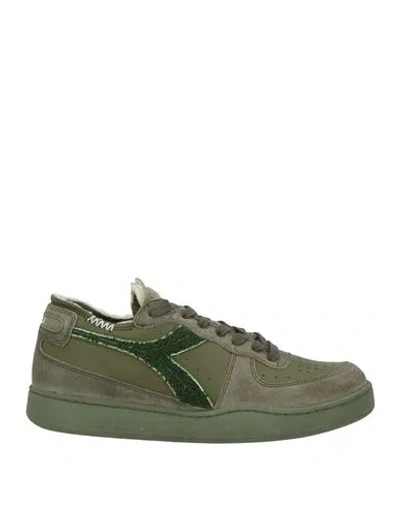 Diadora Heritage Man Sneakers Military Green Size 10.5 Leather In Green