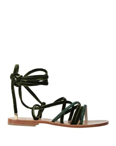 Paola Fiorenza Woman Sandals Dark Green Size 7 Textile Fibers In Green