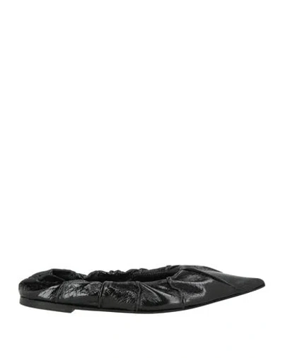 Anine Bing Woman Ballet Flats Black Size 8 Leather In Black