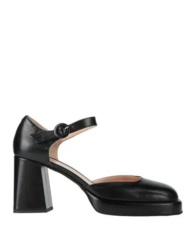 Evaluna Woman Pumps Black Size 6 Leather In Black