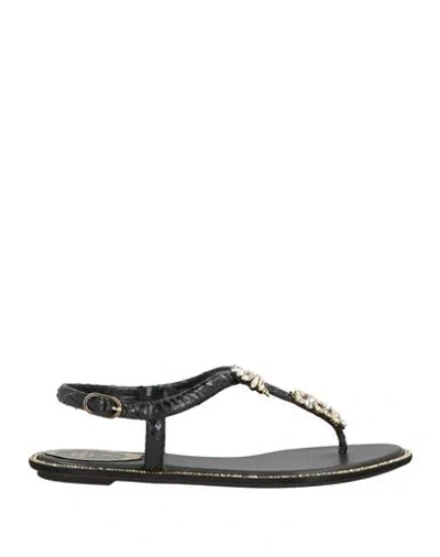 René Caovilla Rene' Caovilla Woman Thong Sandal Black Size 8 Textile Fibers In Black