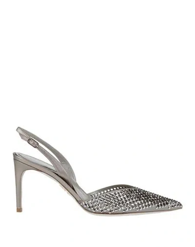 René Caovilla Rene' Caovilla Woman Pumps Grey Size 8 Lambskin In Metallic