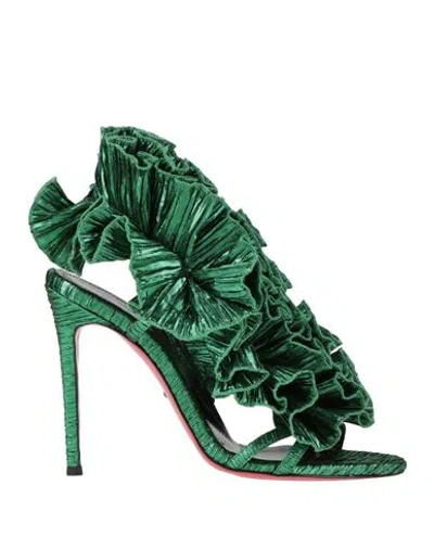 Luciano Padovan Woman Sandals Emerald Green Size 8 Textile Fibers In Green