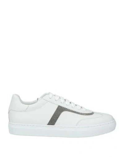 Brunello Cucinelli Woman Sneakers White Size 7 Leather In Multi