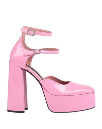 Les Petits Joueurs Woman Pumps Pink Size 6 Leather In Pink