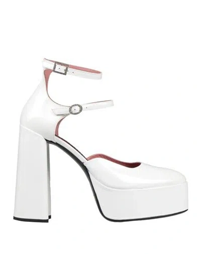 Les Petits Joueurs Woman Pumps White Size 7 Leather In Multi